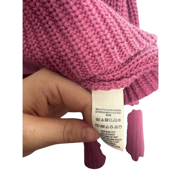 Free People Pink Cotton Cropped V-Neck Bell Sleeve
Sweater Large - Picture 4 of 5